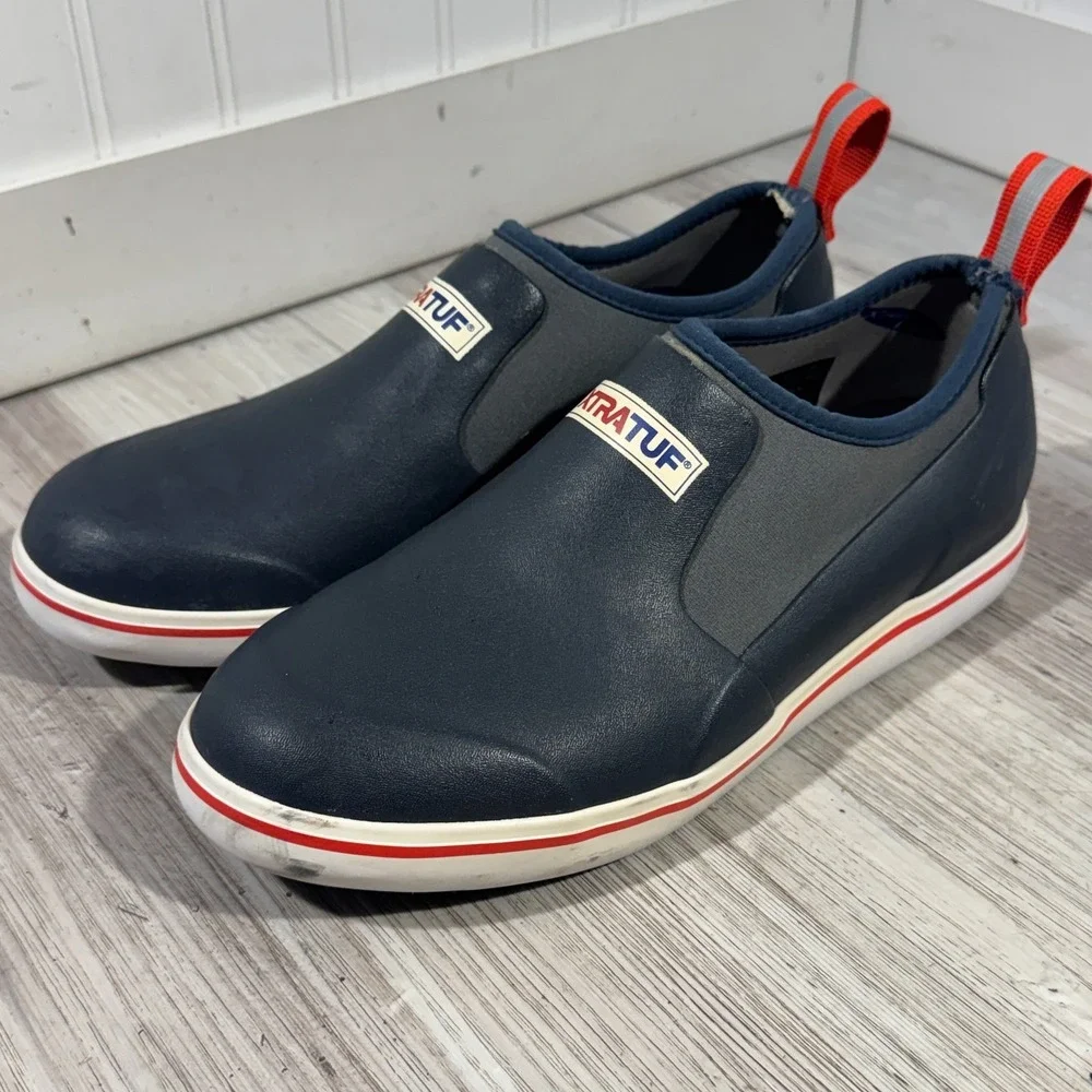 Xtratuf Men's Waterproof Deck Shoes Size 8 Navy Blue Rainboots Low Top